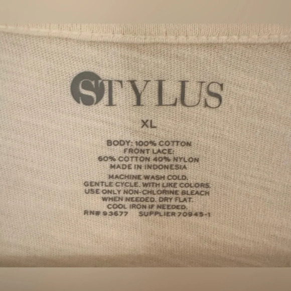 Women’s Stylus Cotton Lace Short Sleeve Shirt Size XL - Picture 4 of 4